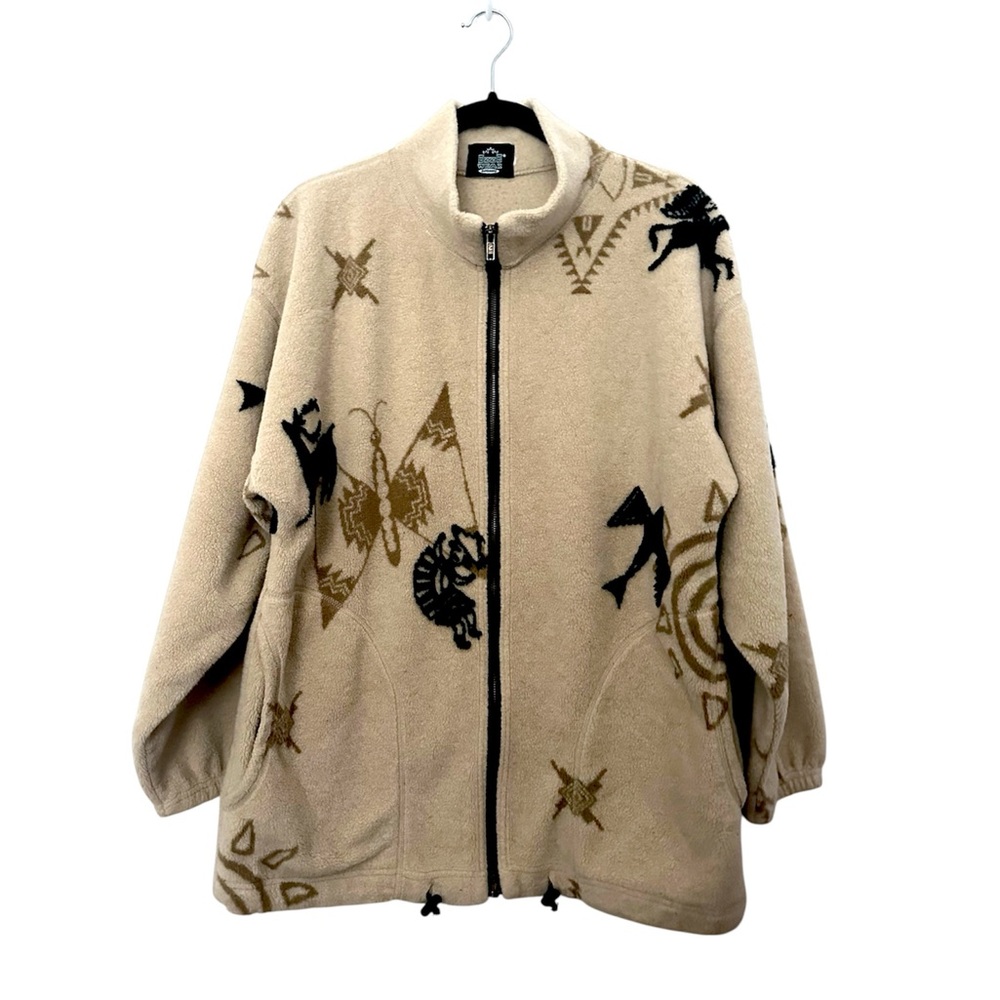 Vintage Cream Teddy Jacket with Black and Brown Accents
